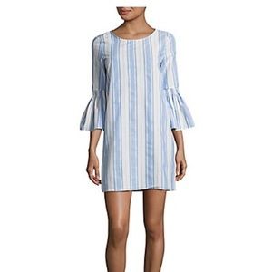 NWT Design Lab Cotton Stripe Bell Slv Shift Dress